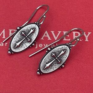 James Avery Vintage Beaded frame Cross Ear Hooks